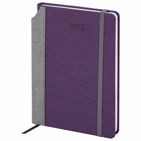 Ежедневник датированный BRAUBERG Mosaic, 2022г, А5, под кожу, карман для ручки, фиолетовый