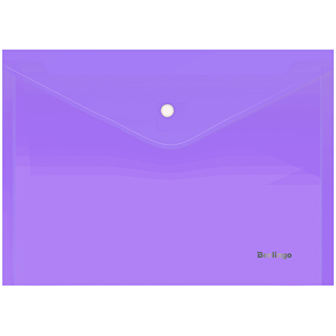 Папка-конверт на кнопке BERLINGO Starlight, А4, 180мкм, прозрачная фиолетовая