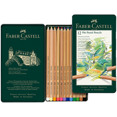 Набор цветных карандашей пастельных Faber-Castell Pitt Pastel, 12цв, в металлической коробке