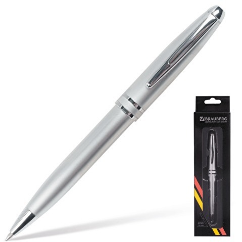 Шариковая ручка Brauberg Oceanic Silver, корпус серебристый, хромированные  детали, синяя