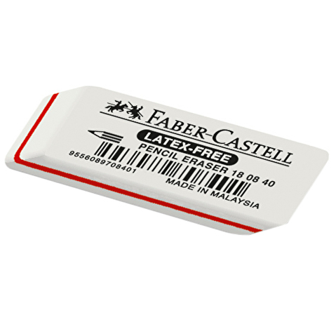 Ластик Faber-Castell Latex-Free, синтетический каучук, скошенный, 50х19х8мм, белый
