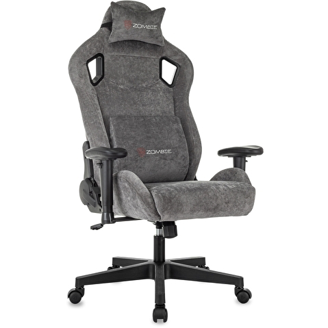 Кресло игровое Zombie Ghost Fabric, с подголовником, ткань серая Light-19, до 150кг