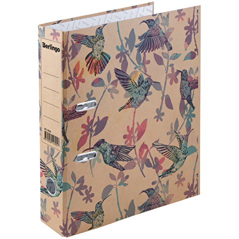 Папка-регистратор BERLINGO Hummingbird  картон,  А4,  70мм, крафт-бумага, с рисунком, без металлического уголка