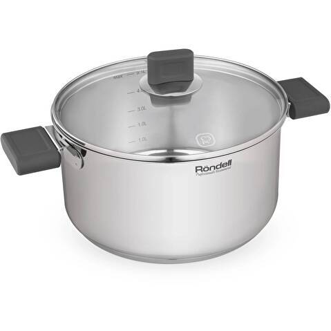 Кастрюля Rondell Quadro RDS-1597 5.1л. d=24см (с крышкой) стальной