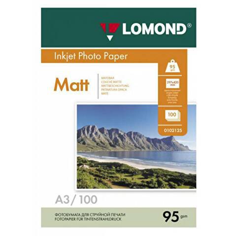 Фотобумага LOMOND А3, 95г/м2, матовая, односторонняя, 100л (0102129)