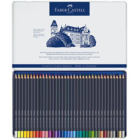 Набор цветных карандашей Faber-Castell Goldfaber, 36цв, корпус круглый, в металлической коробке