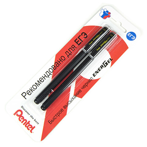 Ручка гелевая PENTEL XBL417-AA Energel, 0.7мм, черный корпус, черная, 2шт/уп