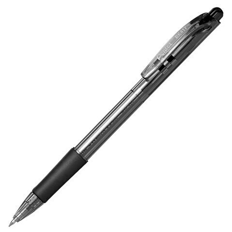 Ручка шариковая автоматическая PENTEL BK417-A, резиновый упор, 0.27/0.7мм, корпус матовый, черная