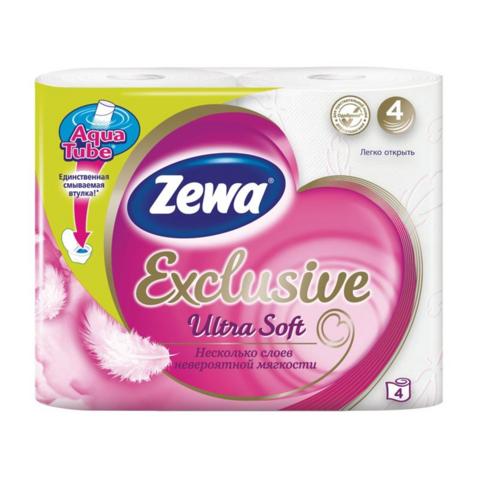 Бумага туалетная ZEWA Exclusive Ultra Soft, 4-слойная, 4рул/уп, белая