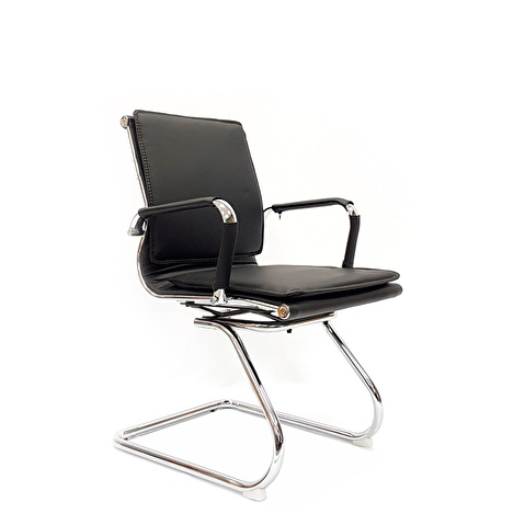 Конференц-кресло RT-07S, с подлокотниками, каркас хром, максимальная нагрузка 120кг, экокожа черная