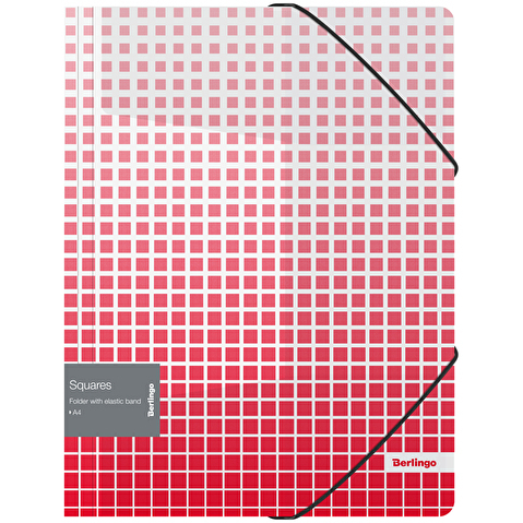 Папка на резинке Berlingo Squares А4, пластик, 0.60мм, 3 клапана, красная с рисунком