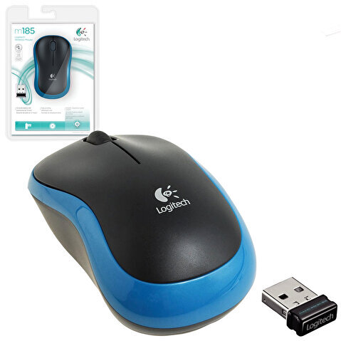 Мышь беспроводная оптическая LOGITECH M185, USB, dark blue (910-002239/910-002236/910-002632)