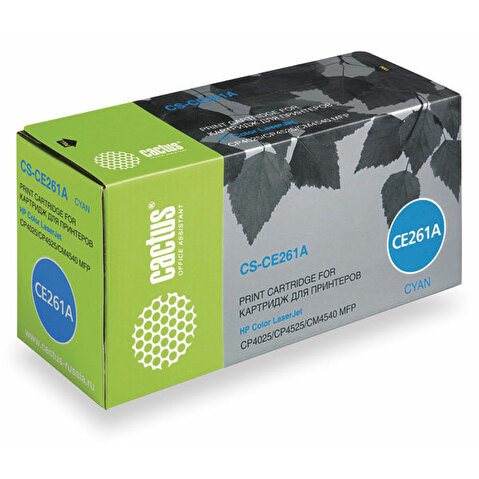 Картридж CE261A для HP СLJ CP4025/CP4525/CM4540, 11000стр, Cyan, CACTUS Картридж CE261A для HP СLJ CP4025/CP4525/CM4540, 11000стр, Cyan, CACTUS