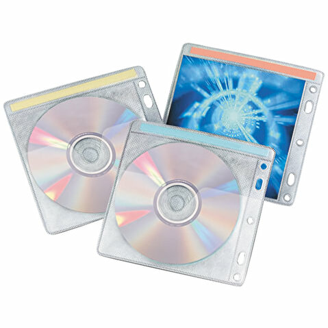 Конверт для 2 CD/DVD BRAUBERG, пластик, с перфорацией, 40шт/уп