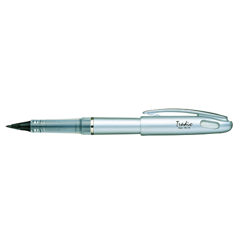 Ручка капиллярная PENTEL TRJ74-A Tradio Stylo, пластиковое перо, корпус серебристый, чернила черные