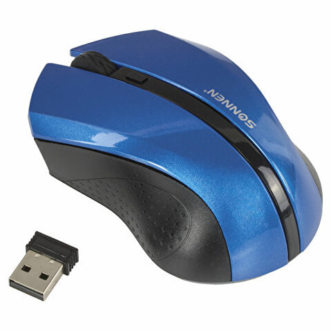 Мышь беспроводная оптическая SONNEN  WM-250Bl,  1600dpi, 3 кнопки + 1 колесо-кнопка, USB, синяя