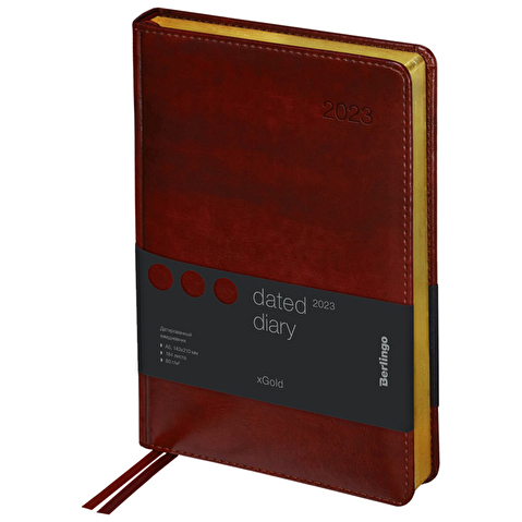 Ежедневник датированный Berlingo xGold, 2023г, А5, 184л., кожзам, зол. срез, коричневый