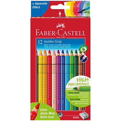 Набор цветных карандашей Faber-Castell Jumbo Grip, 12цв, корпус трехгранный утолщенный, в картонной коробке