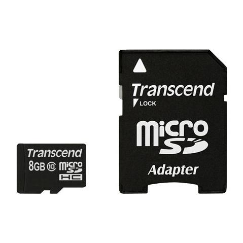 Карта памяти microSDHC   8Gb TRANSCEND, Class 10 + адаптер (TS8GUSDHC10)