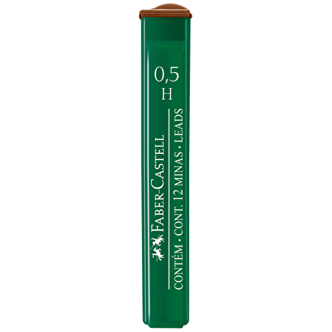 Грифели для механических карандашей Faber-Castell Polymer, H, 0.5мм, 12шт/уп