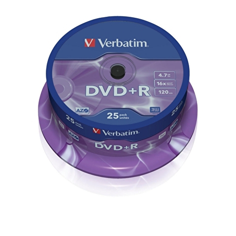 Записываемый DVD-диск в боксе DVD+R VERBATIM 4.7ГБ, 16x,  25шт/уп, (43500)