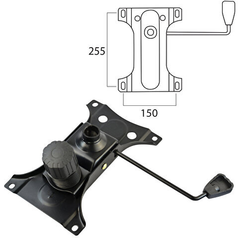 Механизм качания BRABIX "Топ-ган" для кресла, 150х255 мм, межцентровое расстояние крепежа
