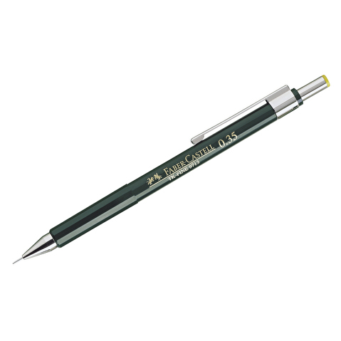 Карандаш механический FABER-CASTELL TK-Fine 9713, 0.35мм, HB, с ластиком, корпус зеленый