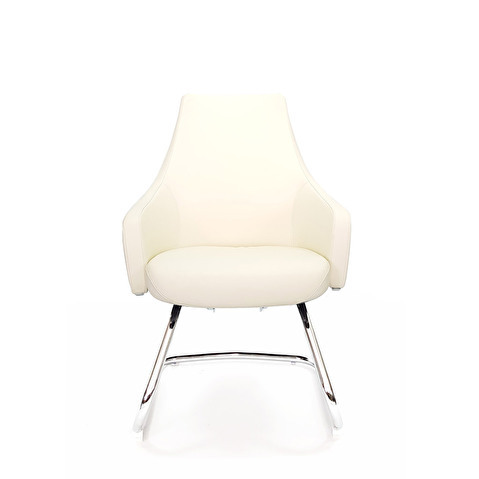 Конференц-кресло AR-C106-V, полозья хром, натуральная кожа/экокожа бежевая PW8621/K61-6 Cn