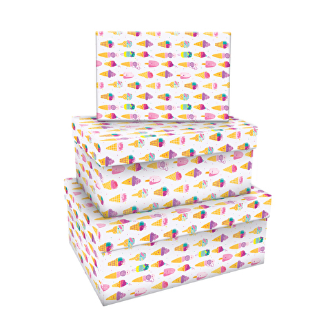 Набор подарочных коробок MESHU Ice creams 3в1, 19х12х7,5см, 17х11х6см, 15х10х5см