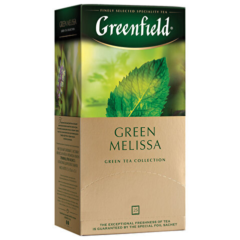 Пакетированный чай травяной зеленый GREENFIELD Green Melissa  25х1.5г, алюминиевый конверт