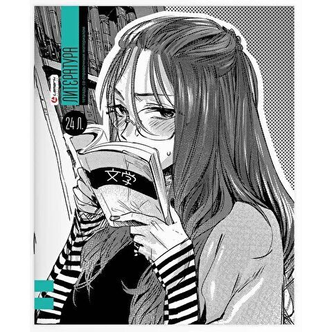 Тетрадь предметная Lamark, 24 л, выборочный УФ-лак, линейка, серия Manga, Литература