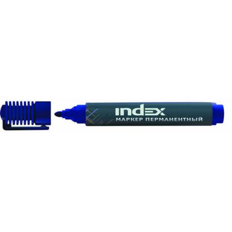 Маркер перманентный INDEX 555, круглый наконечник, 1-4мм, синий