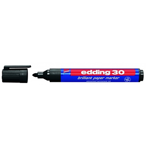 Маркер перманентный EDDING 30, круглый наконечник, 1.5-3мм, черный