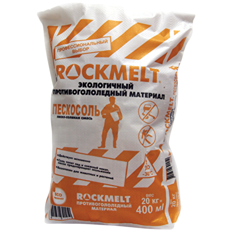 Реагент антигололедный ROCKMELT Пескосоль, до -30°C, 20кг