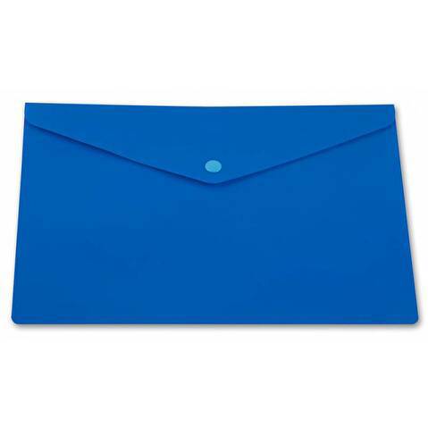 Папка-конверт на кнопке  А4, пластик, 0.18мм, непрозрачный, однотонный, синяя
