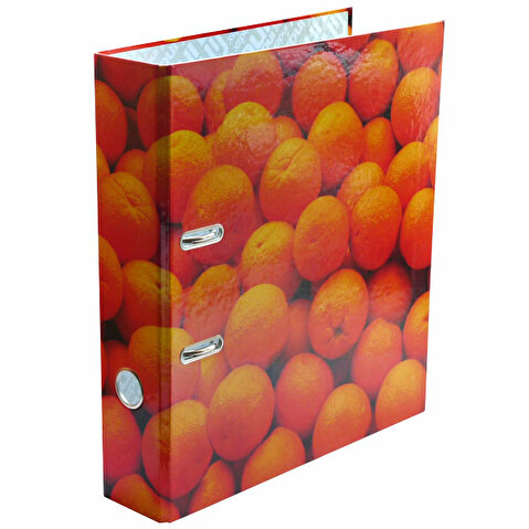 Папка-регистратор INDEX  картон ламинированный,  А4,  80мм, апельсин, без металлического уголка