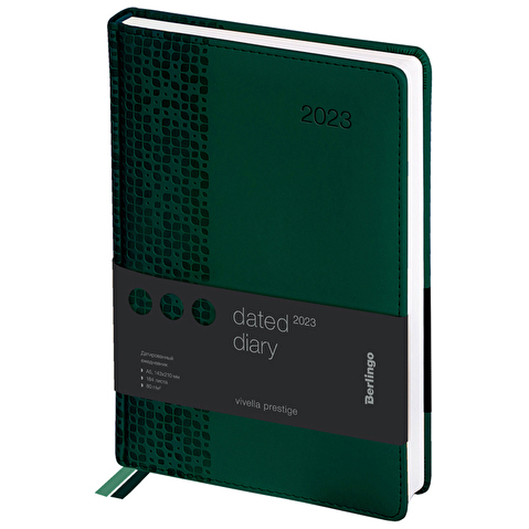 Ежедневник датированный Berlingo Vivella Prestige, 2023г, А5, 184л., кожзам, зеленый