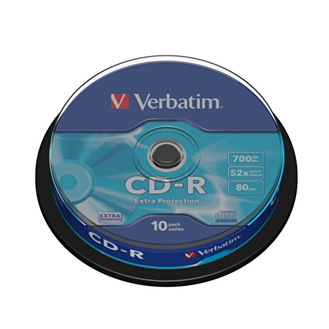 Записываемый компакт-диск в боксе CD-R VERBATIM 700МБ, 80мин, 52x,   10шт/уп, DL (43437)
