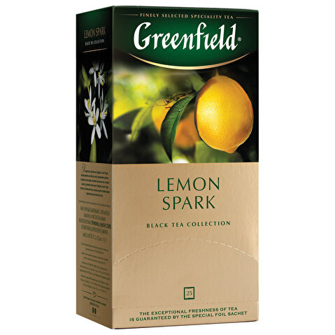 Пакетированный чай черный GREENFIELD Lemon Spark 25х2г, алюминиевый конверт