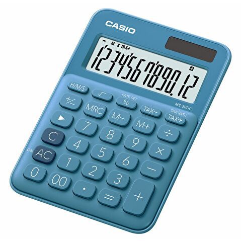 Калькулятор настольный 12 разр. CASIO MS-20UC-BU, двойное питание, 105.5x22.8x149.5мм, синий