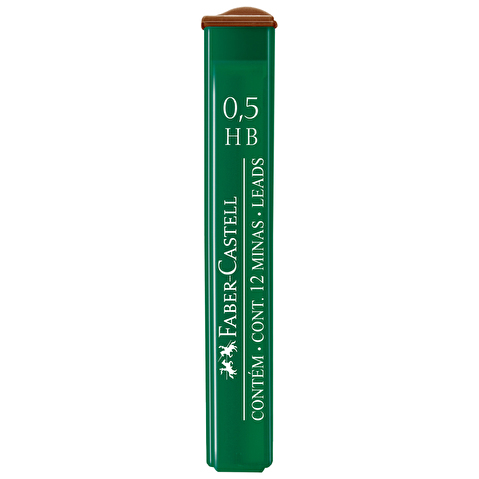 Грифели для механических карандашей Faber-Castell Polymer, HB, 0.5мм, 12шт/уп