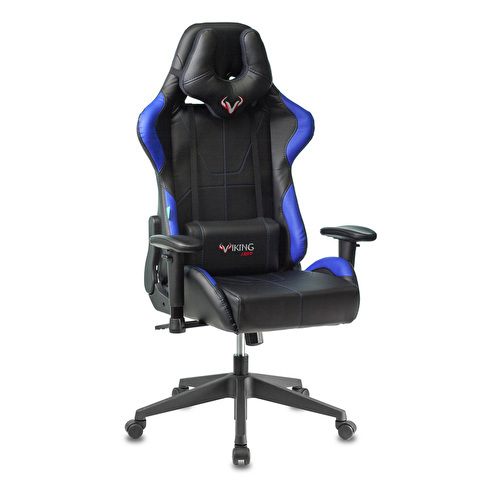 Кресло игровое Zombie VIKING 5 AERO, с подголовником, эко.кожа черная/синяя, до 120кг