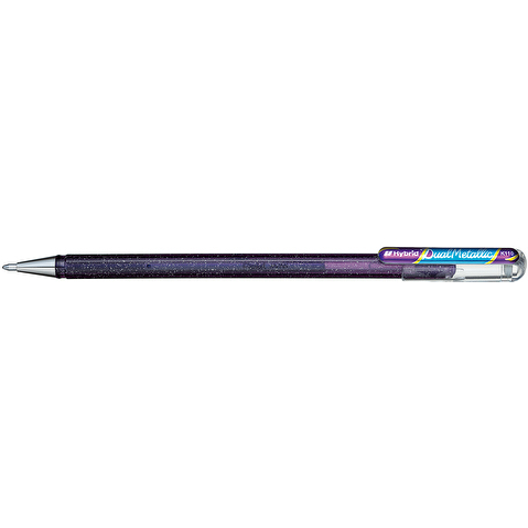 Ручка гелевая PENTEL K110-DVX Hybrid Dual Metallic, 0.5/1.0мм, гибридные чернила "хамелеон", фиолетовый + синий металлик