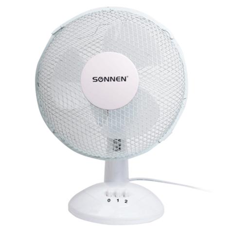 Вентилятор настольный SONNEN Desk Fan, D=23см, 25Вт, 2 скорости, белый/cерый