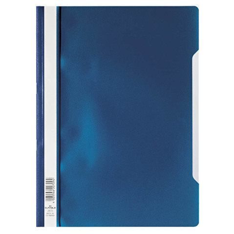 Папка скоросшиватель DURABLE 2573-07, А4, с прозрачным верхним листом, т-синяя