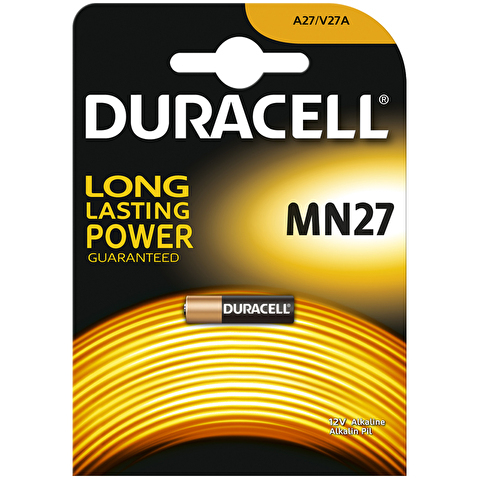 Батарейка DURACELL 27А (A27/MN27/V27A/GP27A/8LR732), 12V, алкалиновая, для сигнализаций