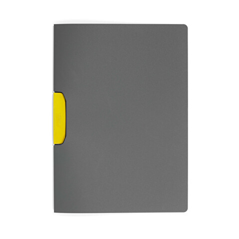 Папка с клипом DURABLE Duraswing color 2304-04, А4, пластик, до 30 листов, графит с желтым клипом