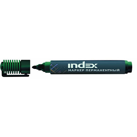 Маркер перманентный INDEX 555, круглый наконечник, 1-4мм, зеленый Маркер перманентный INDEX 555, круглый наконечник, 1-4мм, зеленый