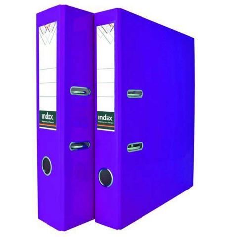 Папка-регистратор INDEX  картон ламинированный,  А4,  80мм, неоновая фиолетовая, без металлического уголка
