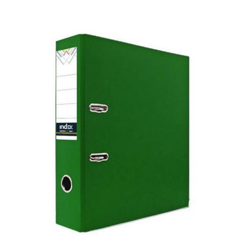 Папка-регистратор INDEX  бумвинил,  А4, 80мм, с металлическим уголком, зеленая